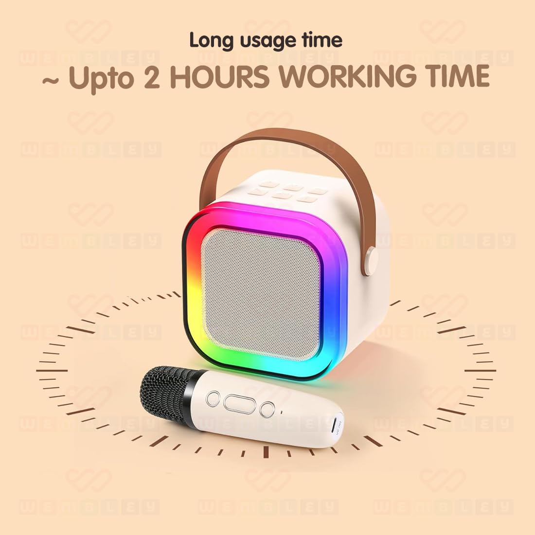 Rechargeable Karaoke Mic with Speaker for Singing | Wireless Mini Portable Bluetooth Speaker with Microphone & LED Lights | Cute Birthday Gift..