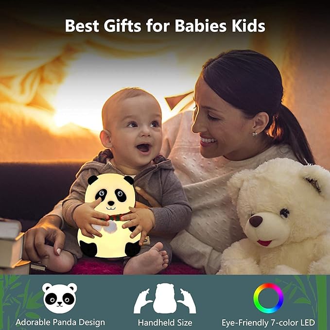 Touch Silicone Panda Light – Night Light for Kids, Girls & Boys | Cute Bedroom Decor for Women | Valentine Special