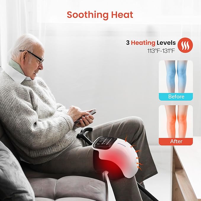 Knee Massager with Heat, 3 Vibration Modes & 3 Heating Levels, Gift for Men, Women