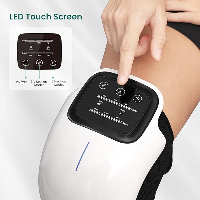 Knee Massager with Heat, 3 Vibration Modes & 3 Heating Levels, Gift for Men, Women