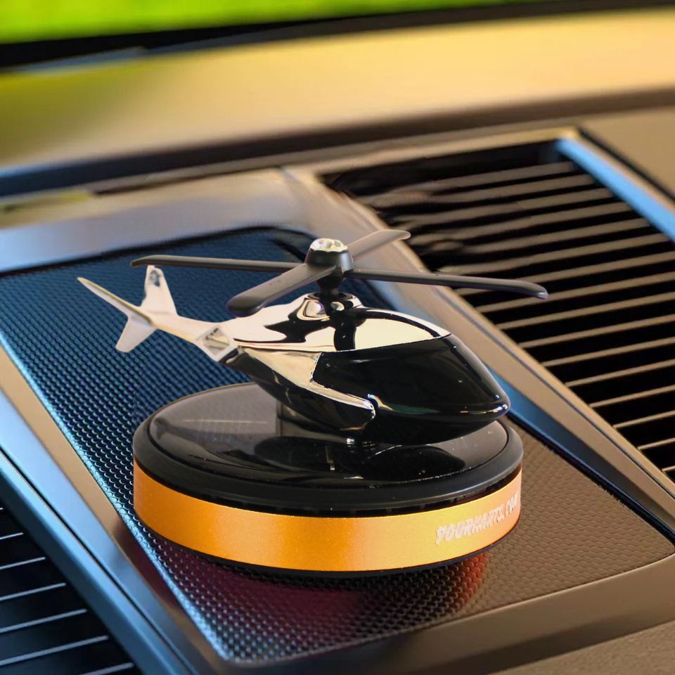 Solar Powered Helicopter Car Accessories for Dashboard with Aroma Diffuser for Car interior Dashboard Helicopter Solar Accessories