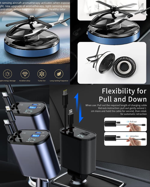 4 In 1 Car charger + Solar helicopter Car air freshner