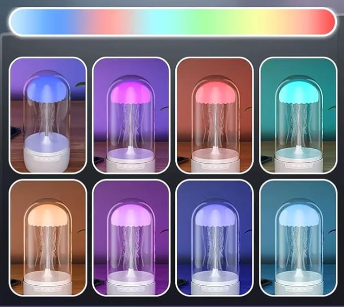 Jellyfish Lamp Bluetooth Speaker – 7 Color Changing LED Night Light, Smart BT Speaker with Floating Jellyfish Effect, 1500mAh Rechargeable Battery, Upto 6 Hours for Home, Office