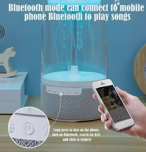 Jellyfish Lamp Bluetooth Speaker – 7 Color Changing LED Night Light, Smart BT Speaker with Floating Jellyfish Effect, 1500mAh Rechargeable Battery, Upto 6 Hours for Home, Office