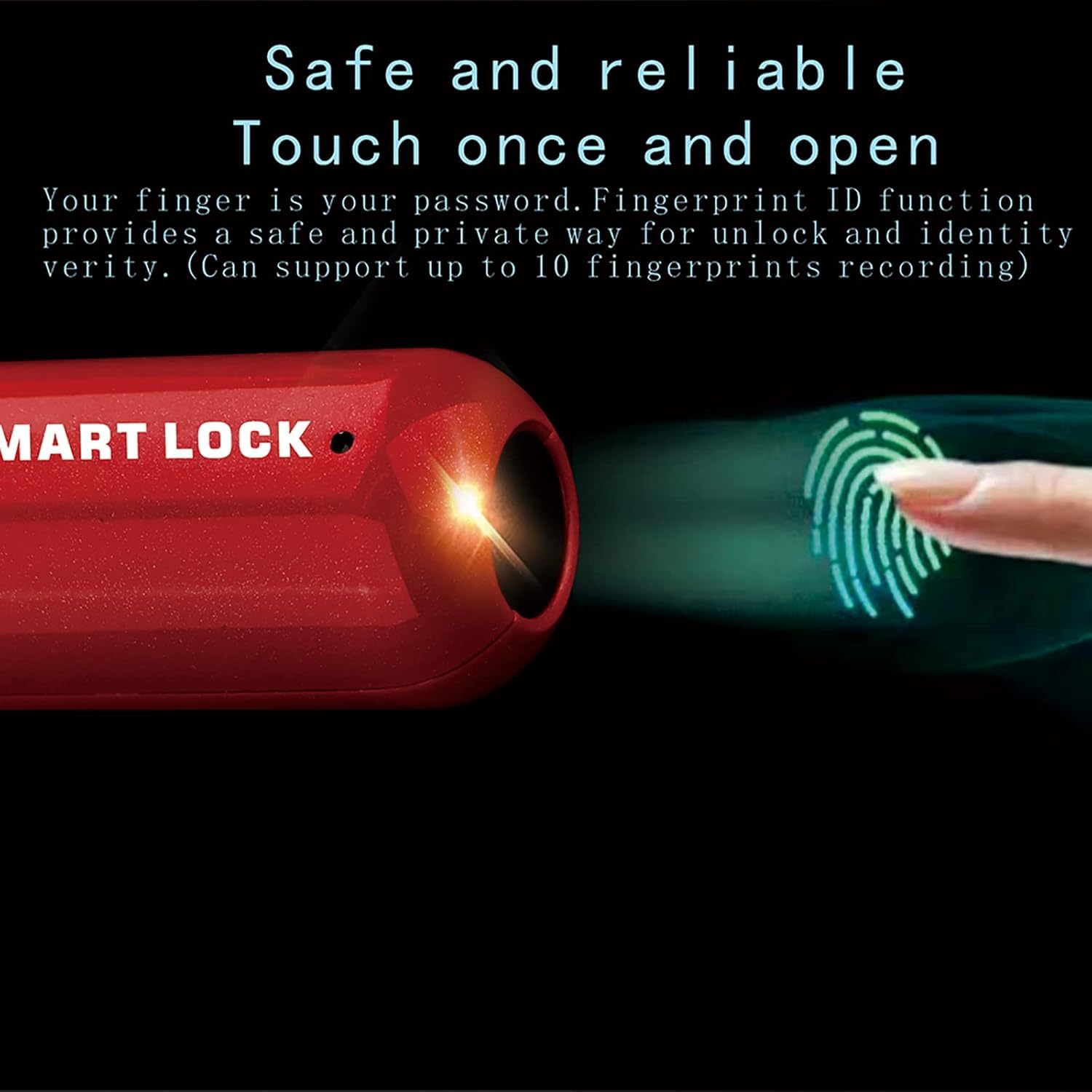 Mini Smart Fingerprint Lock Biometric USB Rechargeable Padlock Chip Anti-Theft,For Luggage Box Bag